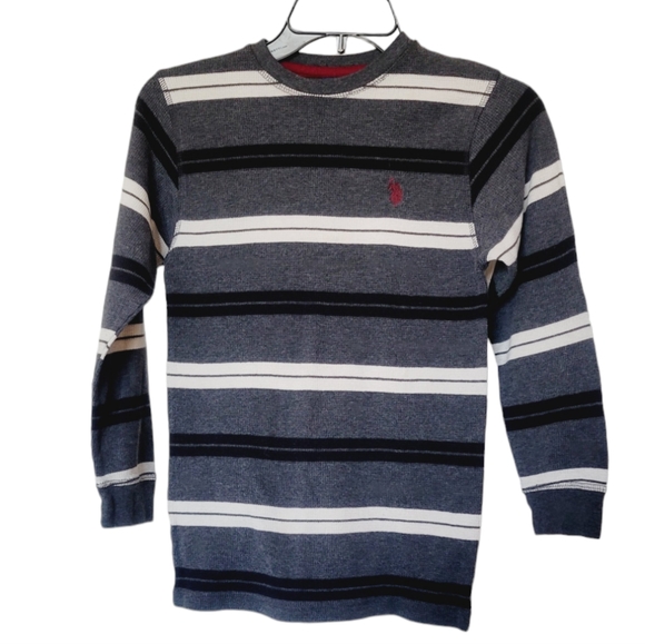 🌺3 for $10 US POLO ASSN Waffle Knit Striped Long Sleeve Tee - Picture 7 of 7